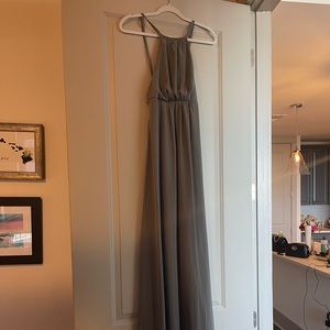 Show me your mumu bridesmaid dress: Amanda maxi dress in soft charcoal crisp XS